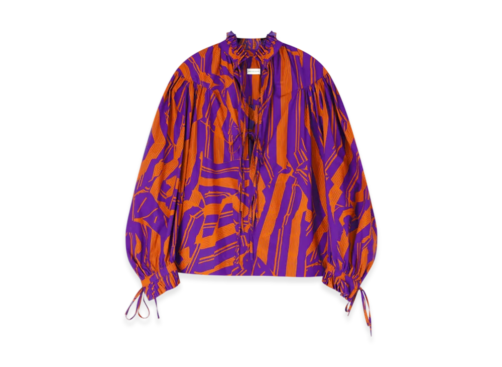 DRIES VAN NOTEN Women's Ruffled Cotton Shirt "Orange"