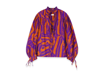 DRIES VAN NOTEN Women's Ruffled Cotton Shirt "Orange"