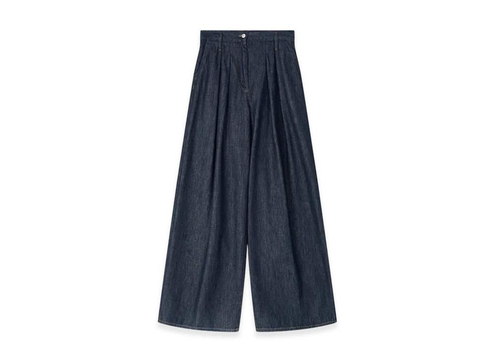 DRIES VAN NOTEN Women's Wide Pleated Jeans "Indigo"