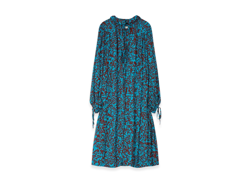 DRIES VAN NOTEN Women's Printed Viscose Dress "Turquoise"