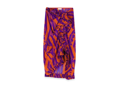 DRIES VAN NOTEN Women's Ruffled Cotton Skirt "Orange"