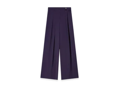 DRIES VAN NOTEN Women's Wide Pleated Pants "Indigo"