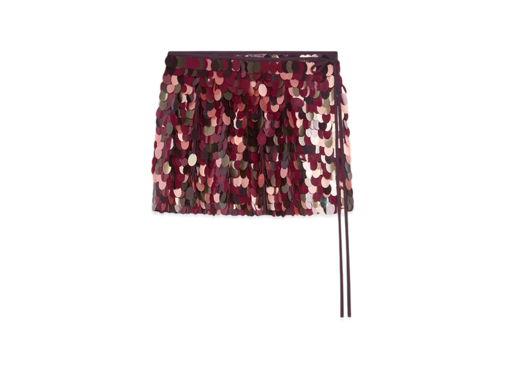 DRIES VAN NOTEN Women's Embellished Wrap Skirt "Burgundy"