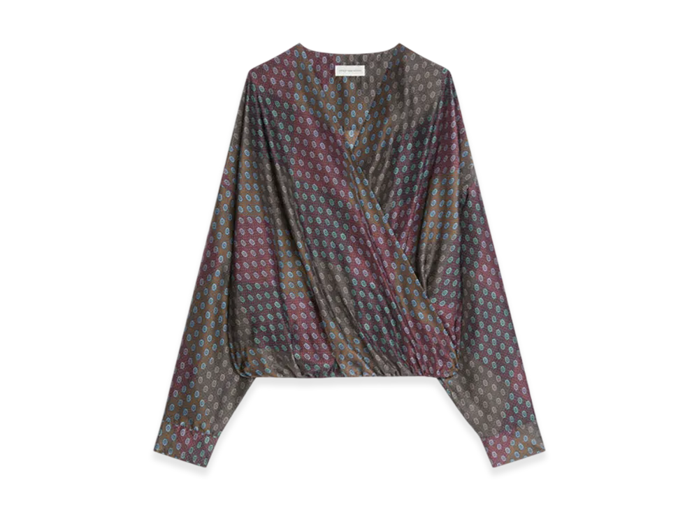 DRIES VAN NOTEN Women's Draped Silk Top "Burgundy"