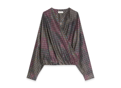 DRIES VAN NOTEN Women's Draped Silk Top "Burgundy"