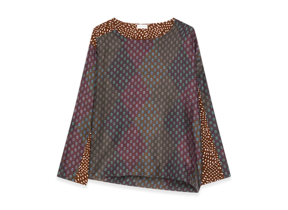 DRIES VAN NOTEN Women's Silk Contrast Top "Burgundy"