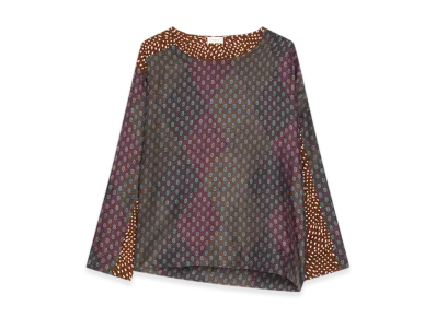 DRIES VAN NOTEN Women's Silk Contrast Top "Burgundy"