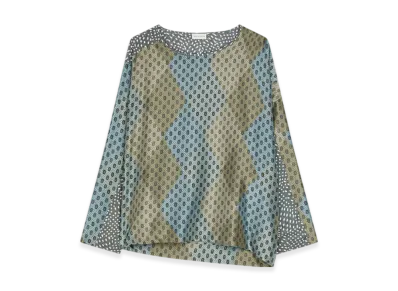 DRIES VAN NOTEN Women's Silk Contrast Top "Stone"