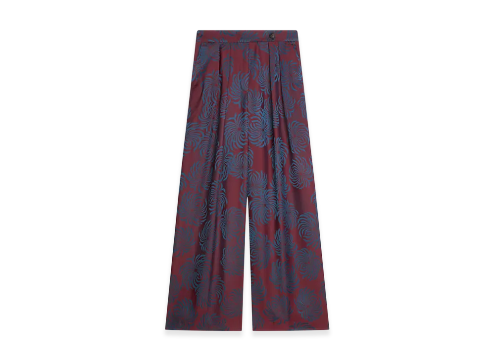 DRIES VAN NOTEN Women's Wide Pleated Pants "Burgundy"