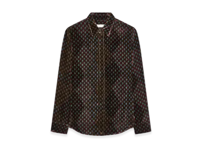 DRIES VAN NOTEN Women's Printed Velvet Shirt "Khaki"