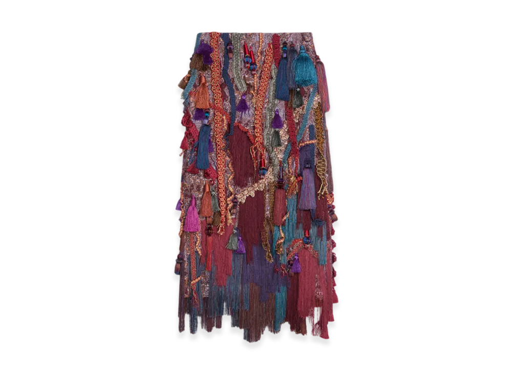 DRIES VAN NOTEN Women's Embellished Skirt "Burgundy"