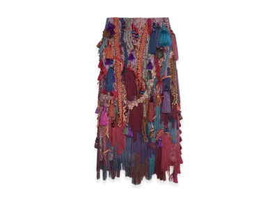 DRIES VAN NOTEN Women's Embellished Skirt "Burgundy"