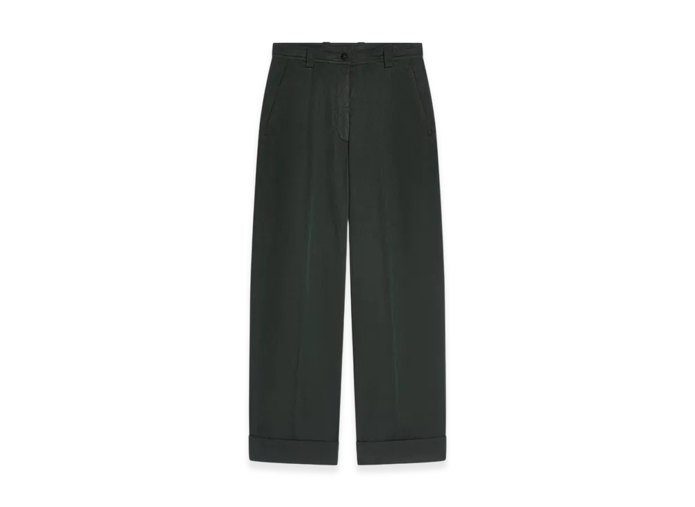 DRIES VAN NOTEN Women's Cuffed Cotton Pants "Dark green"