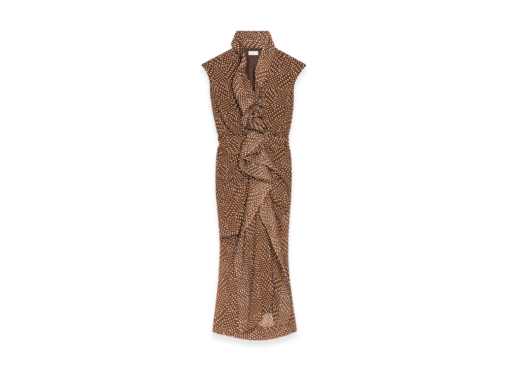 DRIES VAN NOTEN Women's Waisted Ruffled Dress "Brown"