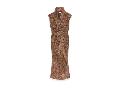 DRIES VAN NOTEN Women's Waisted Ruffled Dress "Brown"