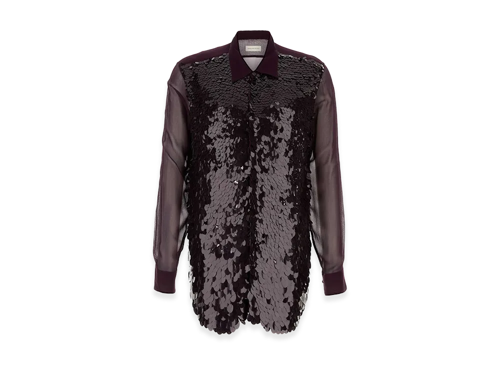 DRIES VAN NOTEN Purple Crepe Curles Shirt "Bordeaux"