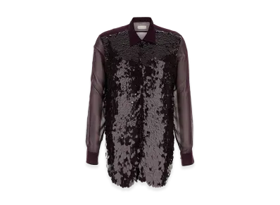 DRIES VAN NOTEN Purple Crepe Curles Shirt "Bordeaux"