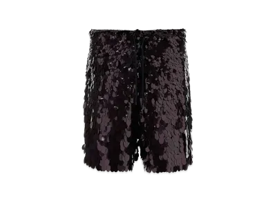 DRIES VAN NOTEN Embellished Crepe Piperi Bermuda Shorts "Bordeaux"