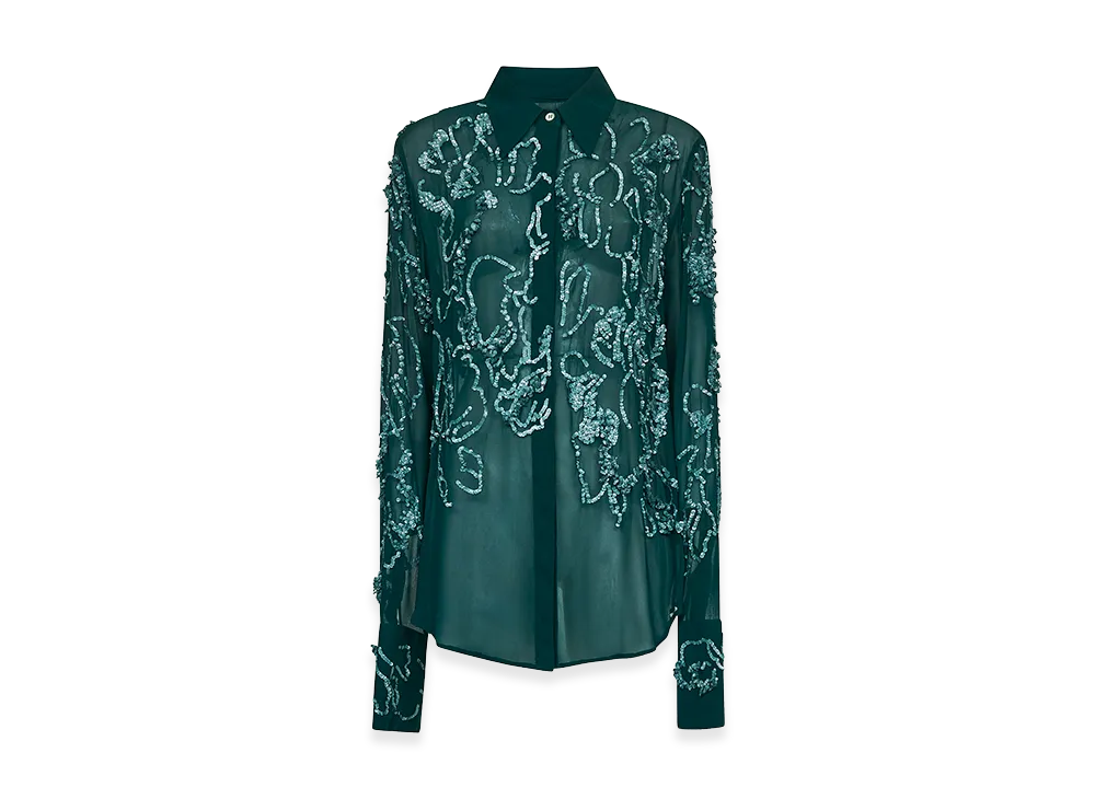 DRIES VAN NOTEN Women's Embroidered Shirt "Green"