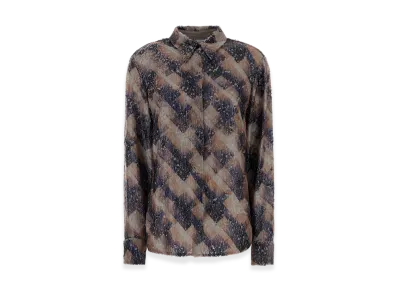 DRIES VAN NOTEN Women's Embellished Viscose Chowy Shirt "Violet"