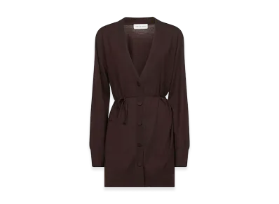 DRIES VAN NOTEN Women's Tibati Long Cardigan With Thin Belt "Brown"