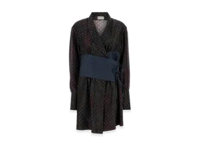 DRIES VAN NOTEN Women's Printed Silk Dress "Bordeaux"