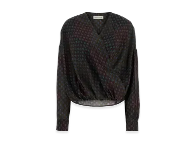 DRIES VAN NOTEN Women's Printed Silk Camiel Blouse "Bordeaux"
