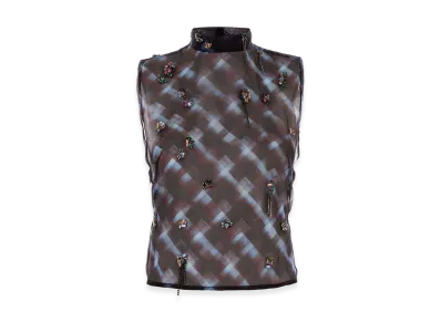 DRIES VAN NOTEN Women's Printed Silk Carmasa Top "Bordeaux"