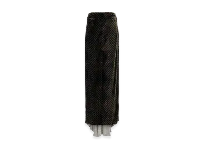 DRIES VAN NOTEN Women's Printed Velvet Salix Skirt "Green"