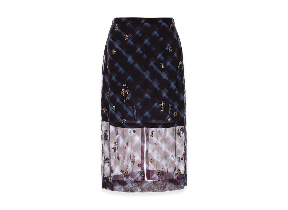 DRIES VAN NOTEN Women's Printed Silk Sokna Skirt "Bordeaux"