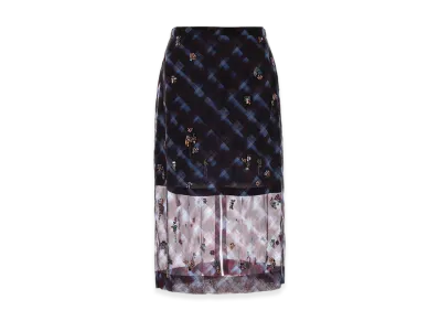 DRIES VAN NOTEN Women's Printed Silk Sokna Skirt "Bordeaux"