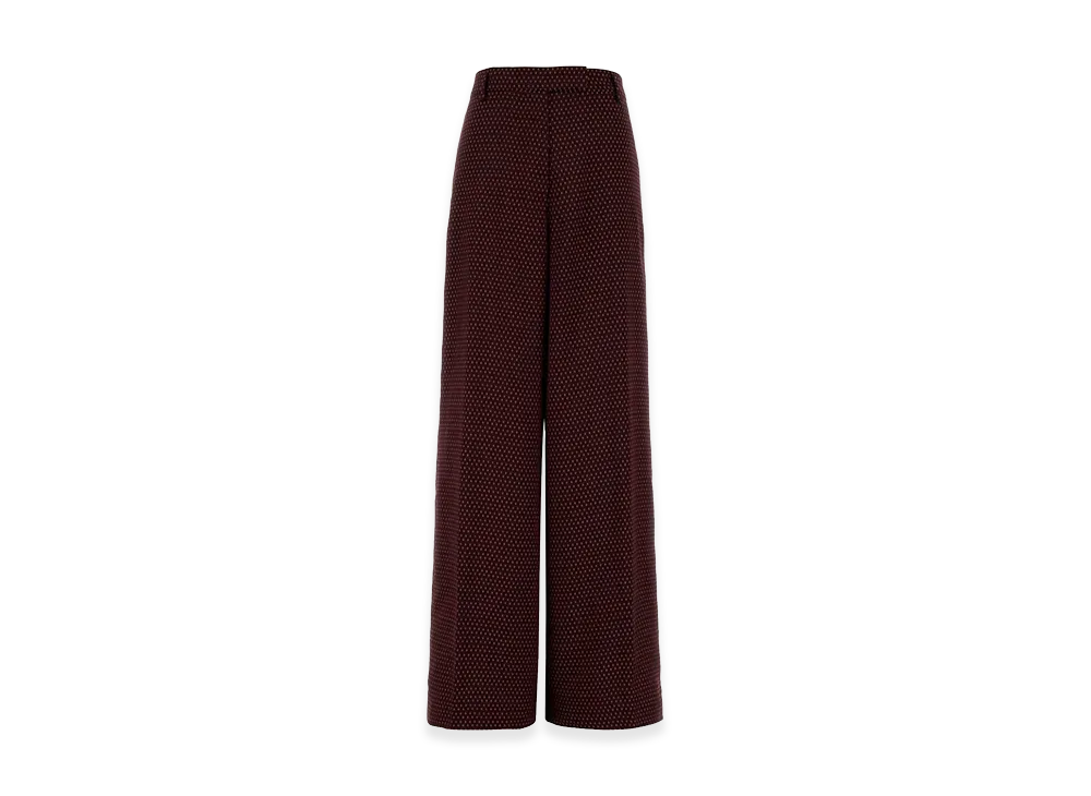 DRIES VAN NOTEN Women's Embroidered Satin Penn Wide-Leg Pant "Bordeaux"