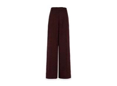 DRIES VAN NOTEN Women's Embroidered Satin Penn Wide-Leg Pant "Bordeaux"