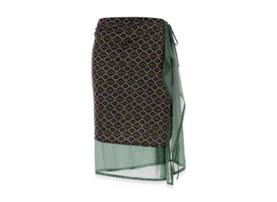 DRIES VAN NOTEN Women's Printed Stretch Nylon Omili Skirt "Brown"