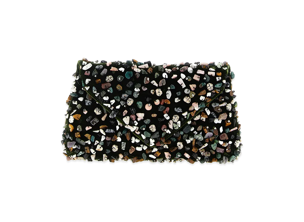 DRIES VAN NOTEN Women's 'embellished Envelope' Clutch "Green"