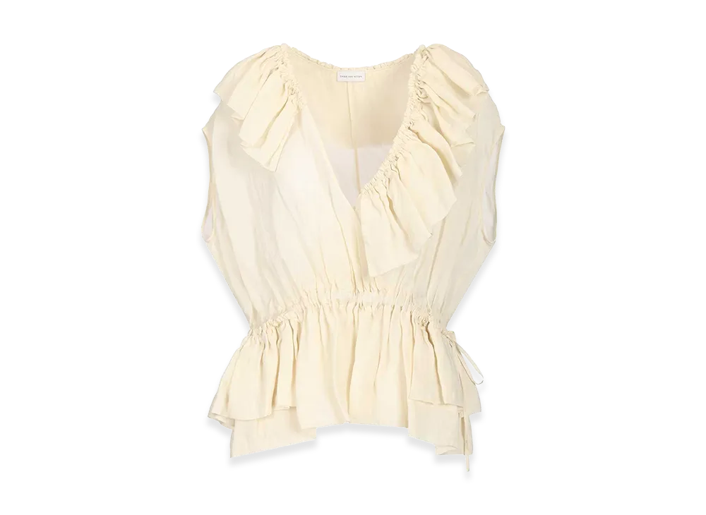 DRIES VAN NOTEN Women's Ramie Top With Ruffles "White"