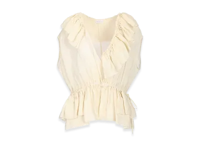 DRIES VAN NOTEN Women's Ramie Top With Ruffles "White"
