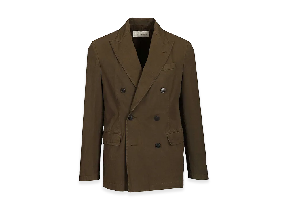 DRIES VAN NOTEN Double-Breasted Cotton Blazer "Green"