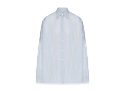 DRIES VAN NOTEN Women's Oversized Striped Cupro Shirt "Light Blue"