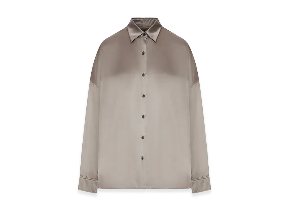 DRIES VAN NOTEN Women's Satin-Effect Silk Shirt "Brown"