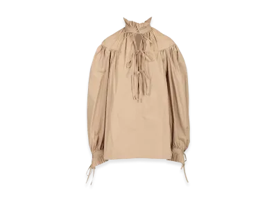 DRIES VAN NOTEN Women's Cotton Poplin Blouse with Ruffles "Beige"