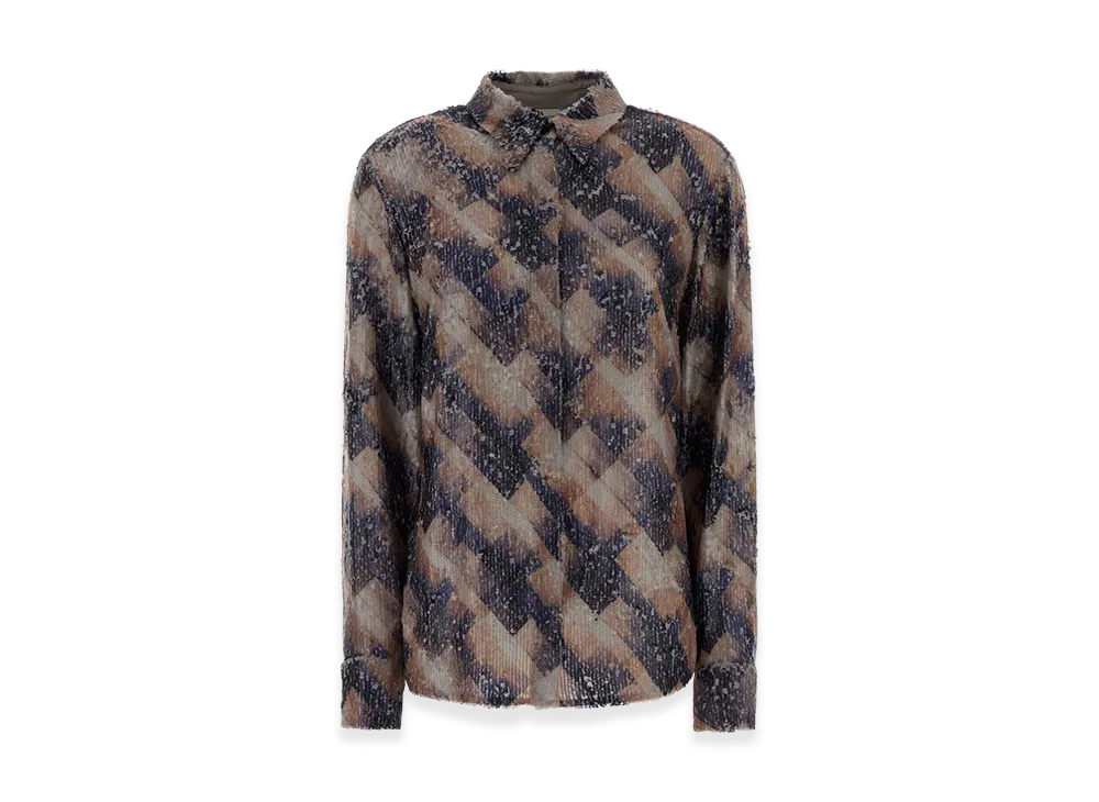 DRIES VAN NOTEN Women's Embellished Viscose Chowy Shirt "Violet"
