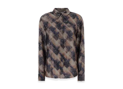 DRIES VAN NOTEN Women's Embellished Viscose Chowy Shirt "Violet"