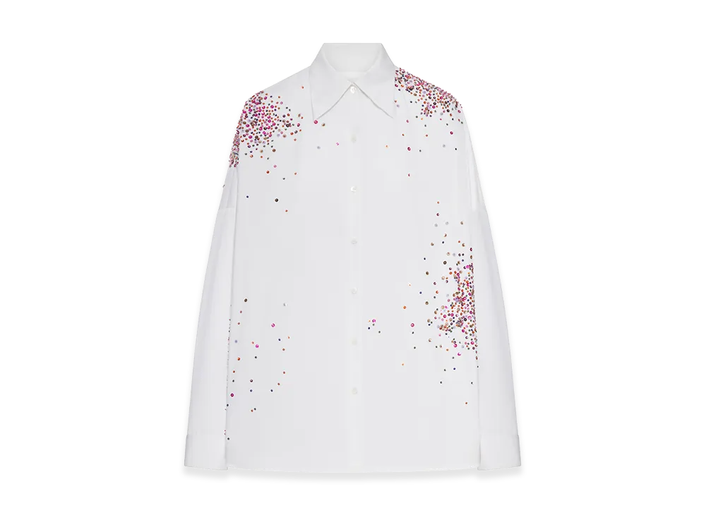 DRIES VAN NOTEN Women's Oversized Cotton Shirt with Appliques "White"