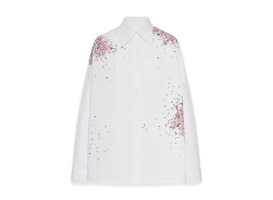 DRIES VAN NOTEN Women's Oversized Cotton Shirt with Appliques "White"