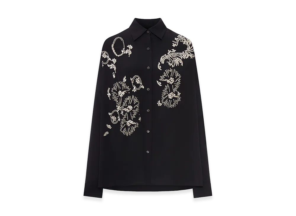 DRIES VAN NOTEN Women's Oversized Shirt with Jewel Embroidery "Black"