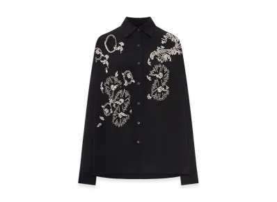 DRIES VAN NOTEN Women's Oversized Shirt with Jewel Embroidery "Black"