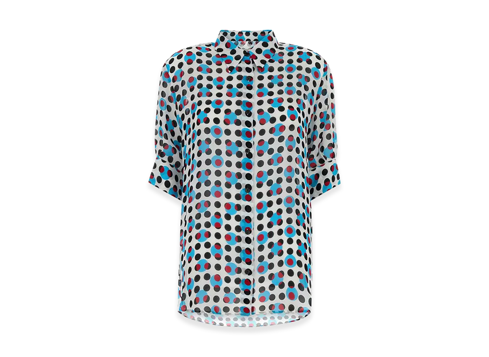 DRIES VAN NOTEN Women's Printed Crepe Celindo Shirt "Light Blue"