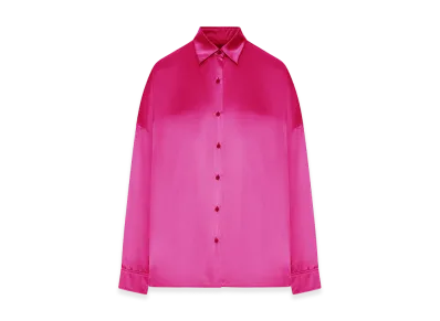 DRIES VAN NOTEN Women's Satin-Effect Silk Shirt "Fuchsia"
