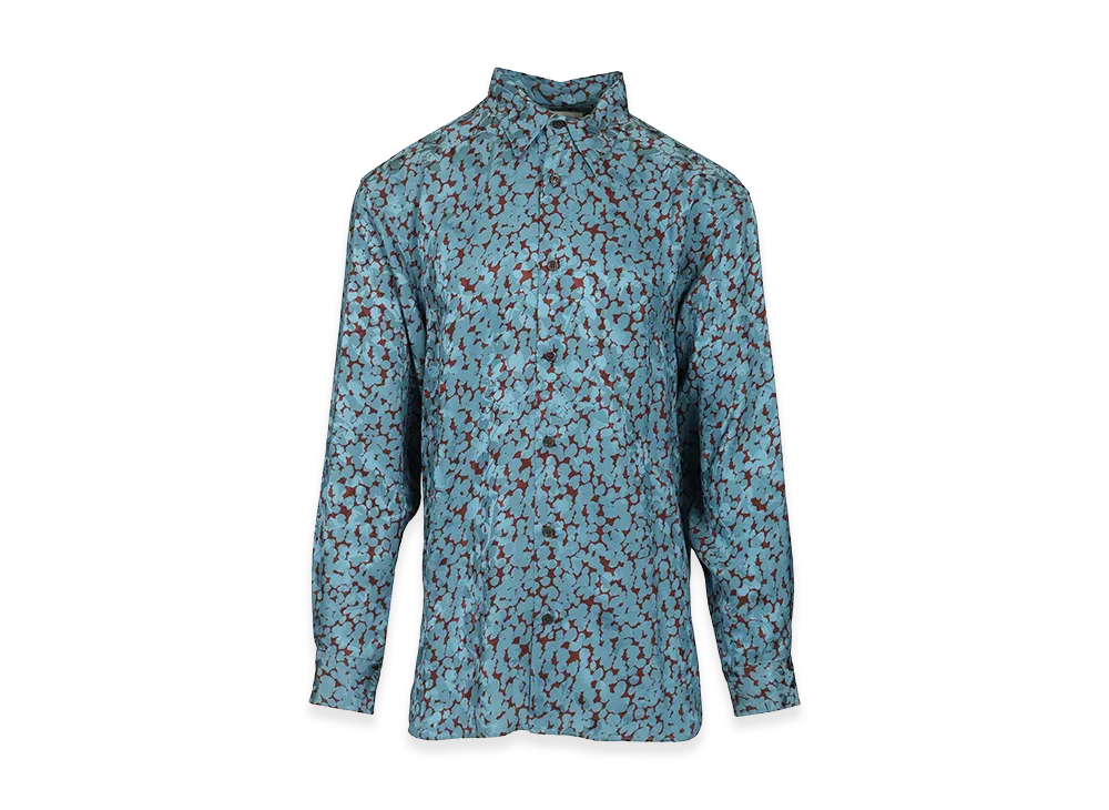DRIES VAN NOTEN Shiny Satin Shirt "Light Blue"